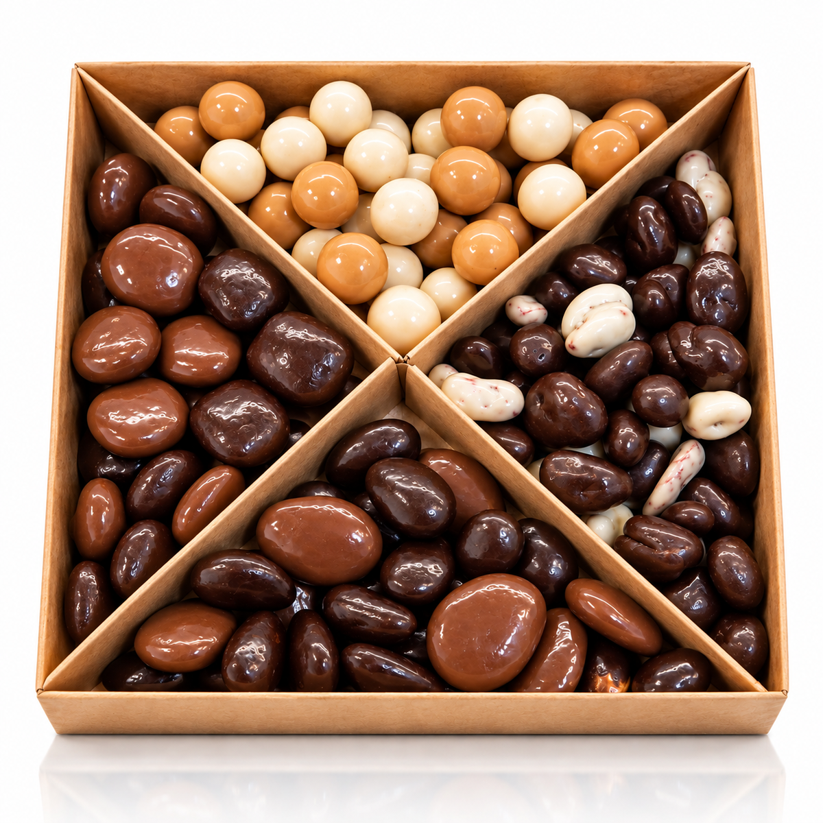 COFFRET 4 compartiments fruits secs chocolats