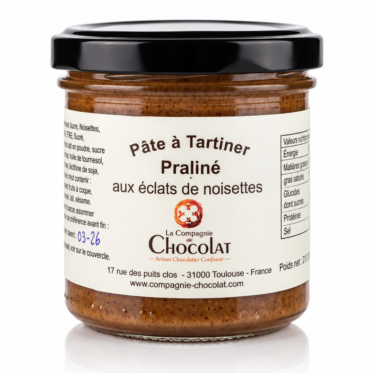 Pate à tartiner praliné aux éclats de noisette