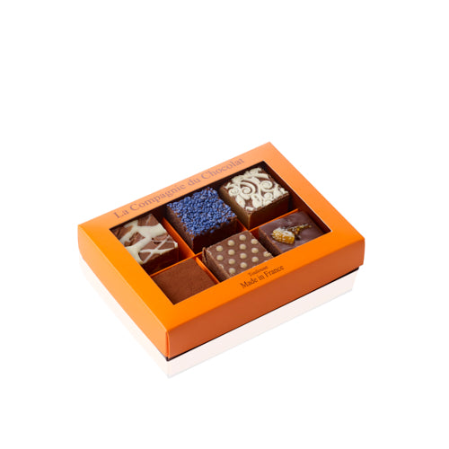 Boite de 6 fudges chocolat assortis - 210 grs