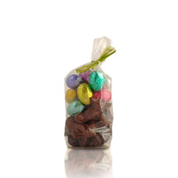 Sachet de Friture et petits Oeufs de Pâques assortis Chocolat noir et lait 200 grs