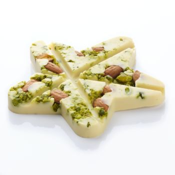 ETOILE PLATE CHOCOLAT BLANC  AMANDES ET PISTACHES