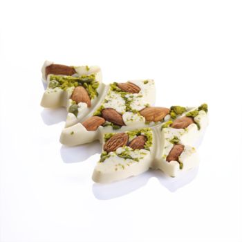 SAPIN PLAT CHOCOLAT BLANC  AMANDES ET PISTACHES