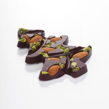 SAPIN PLAT CHOCOLAT NOIR  AMANDES ET PISTACHES